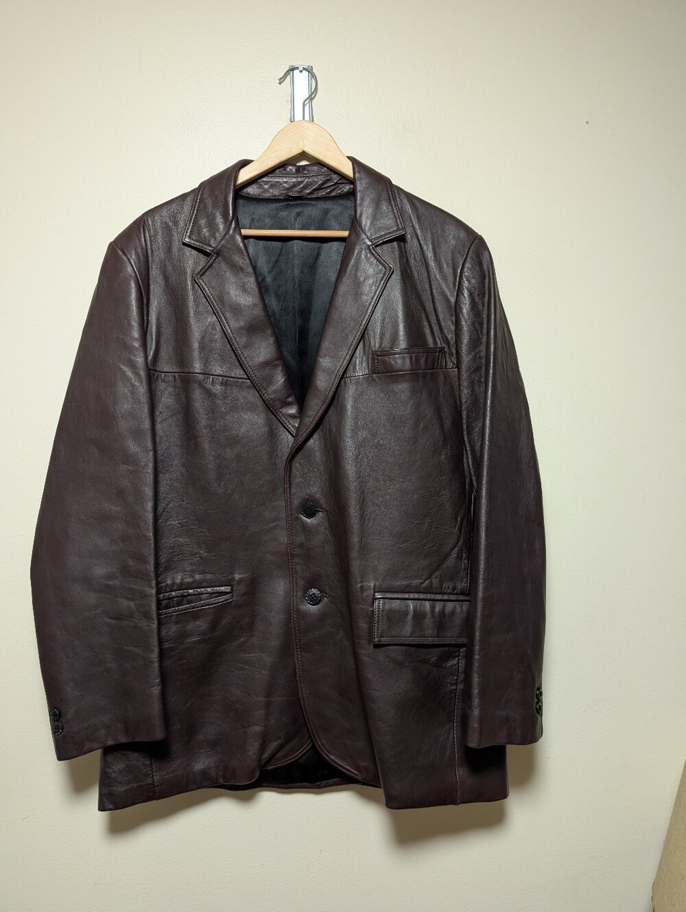 Vintage London Fog Brown Genuine Leather Blazer Jacket USA Made 44R